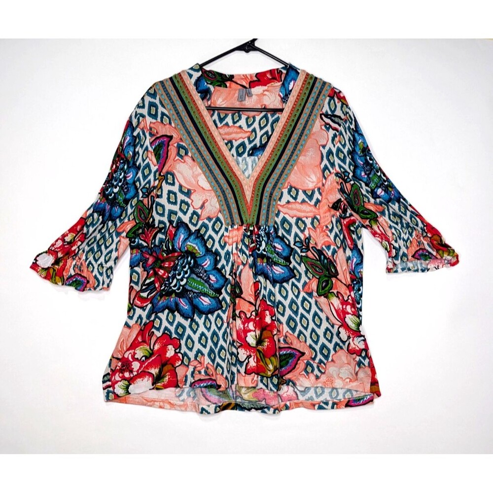 Anthropology Blank London XL Floral Embroidered Boho Peplum Cottagecore Top